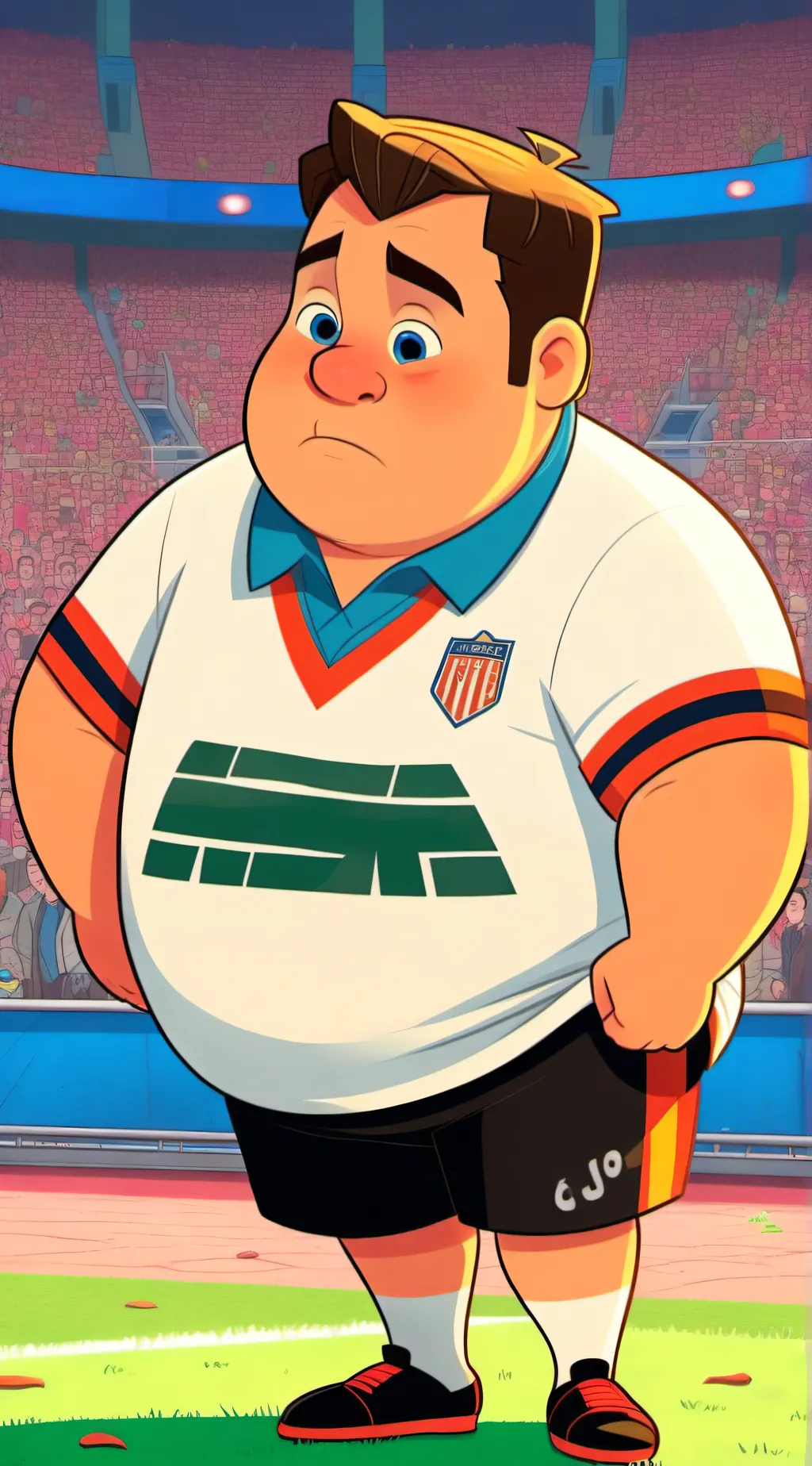 ai character: Fat football man  background