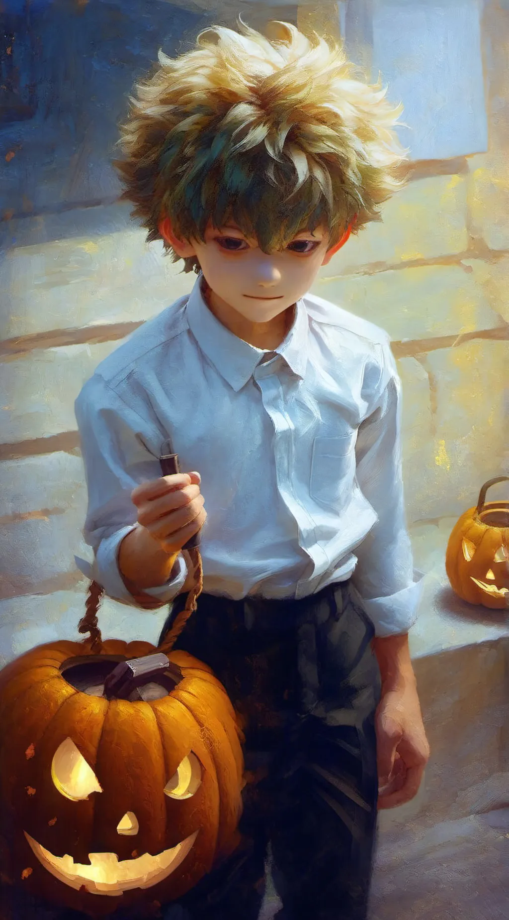 ai character: MHA Halloween background