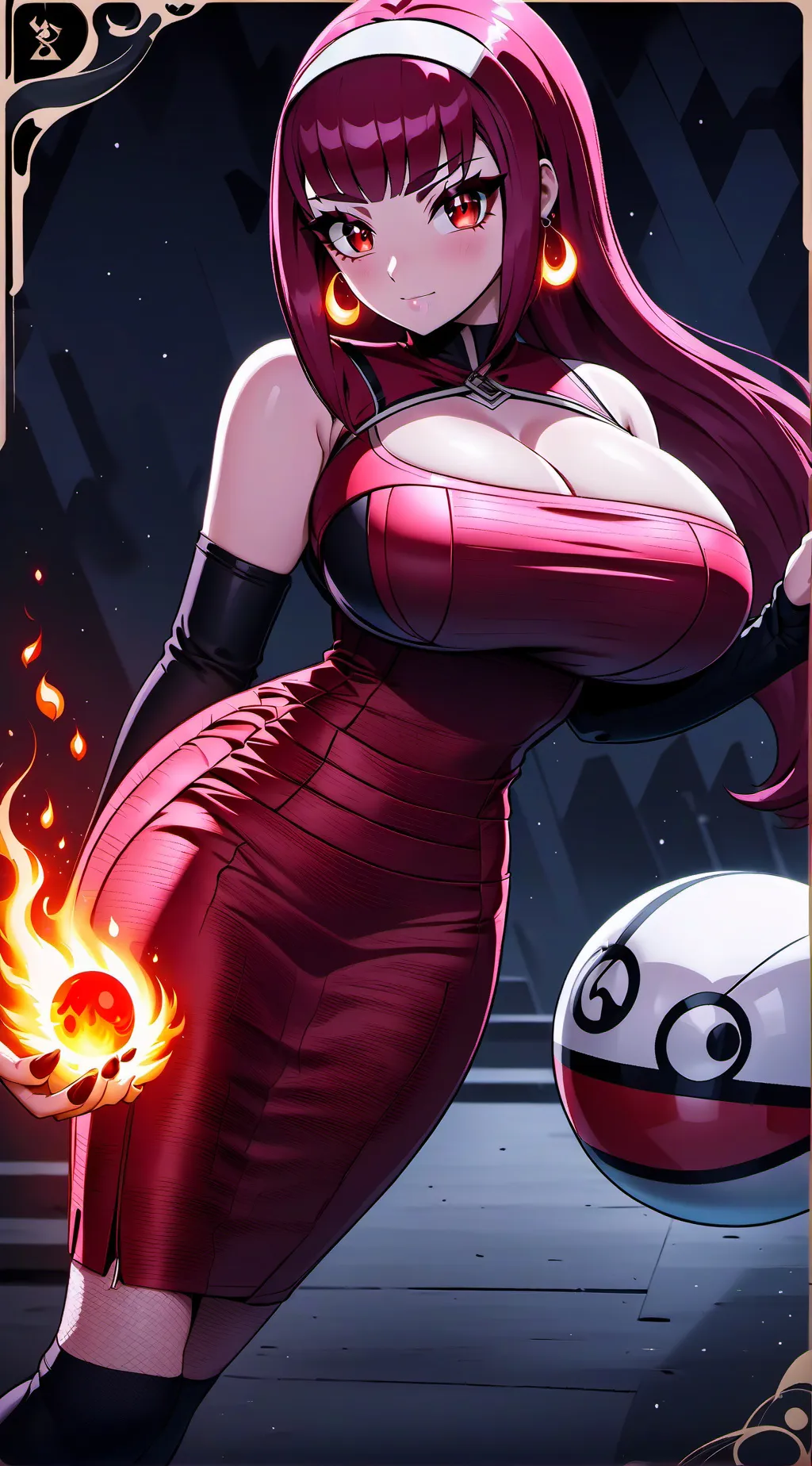 ai character: Hella (Fire Queen) background