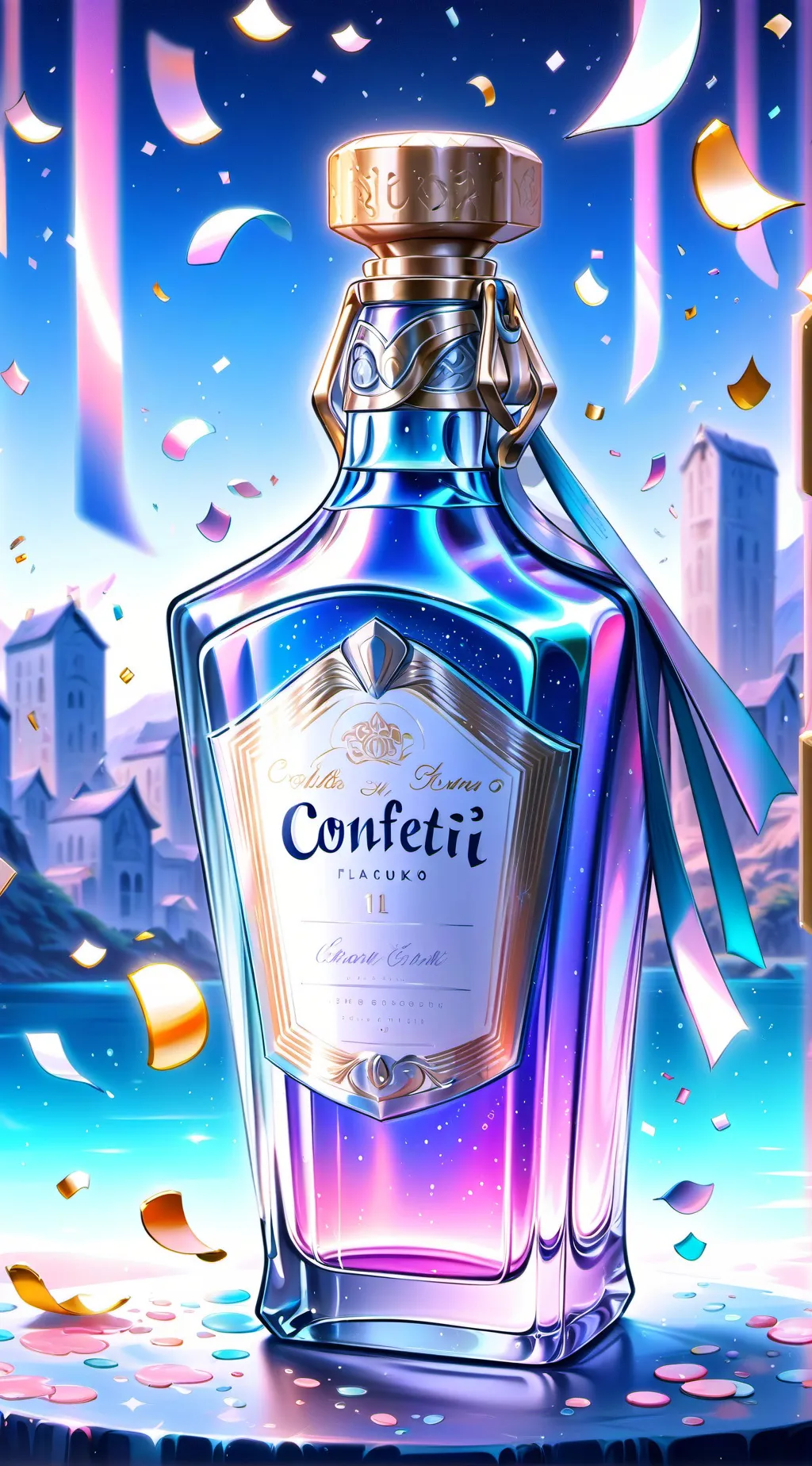 ai character: confetti background