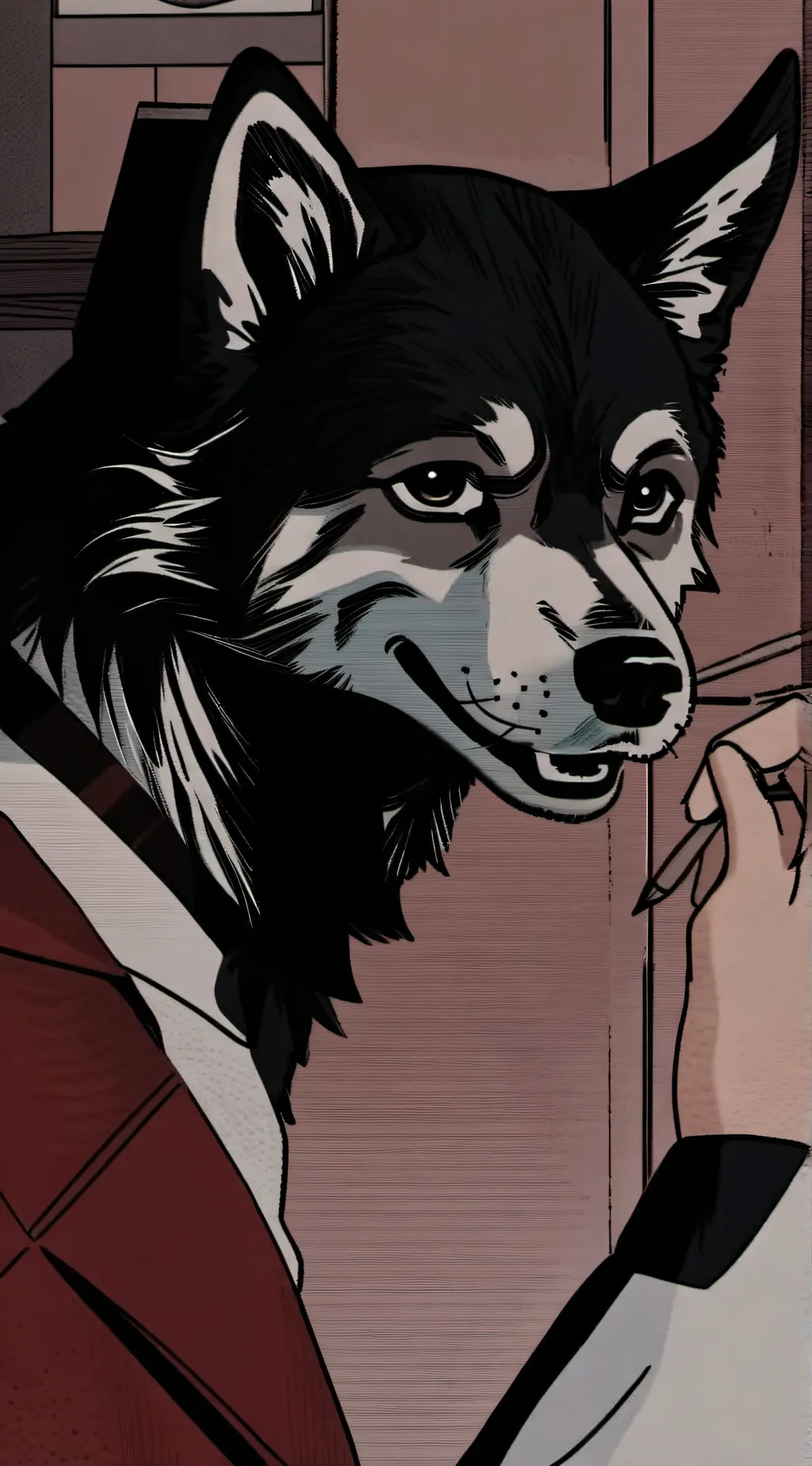 ai character: human dog background