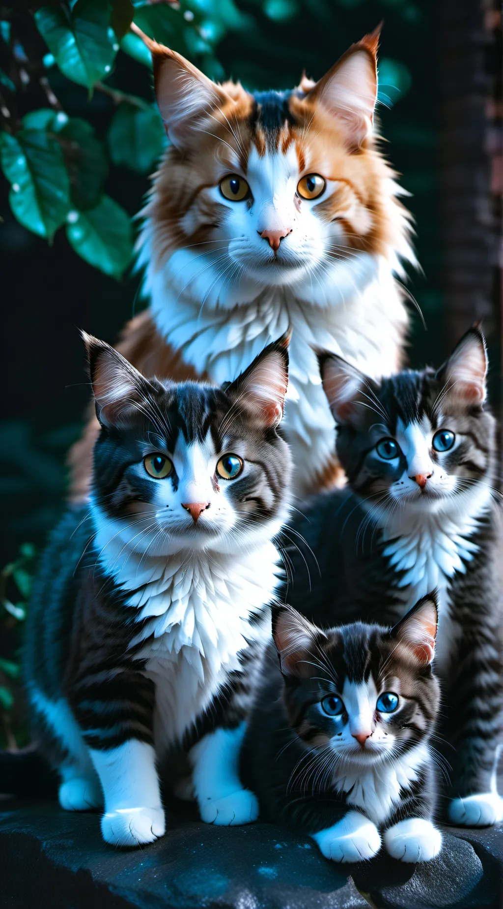 ai character: cat family  background