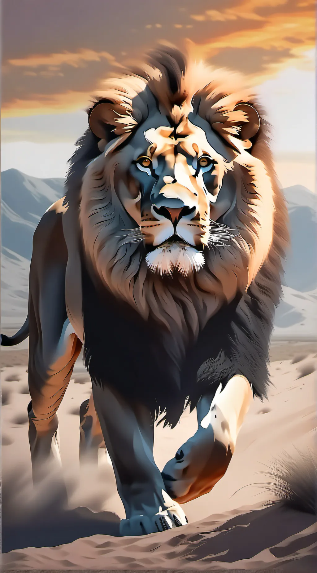 ai character: Male lion background