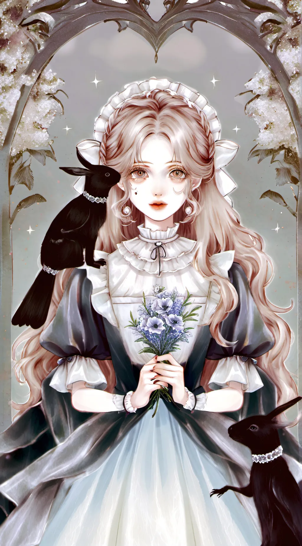 ai character: Mother of rabbits. background