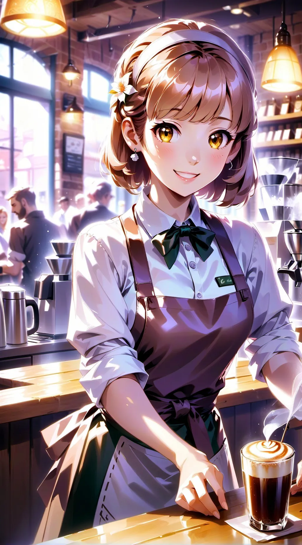 ai character: Aurora (cafe) background