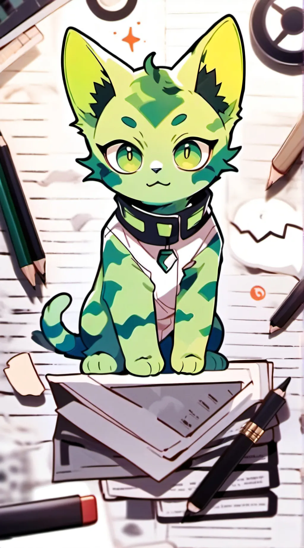 ai character: Alien Cat🛸💚💫 background