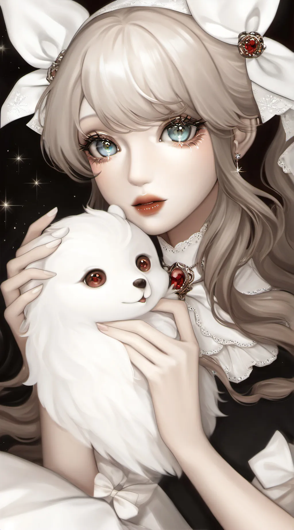 ai character: she is a pink girl background