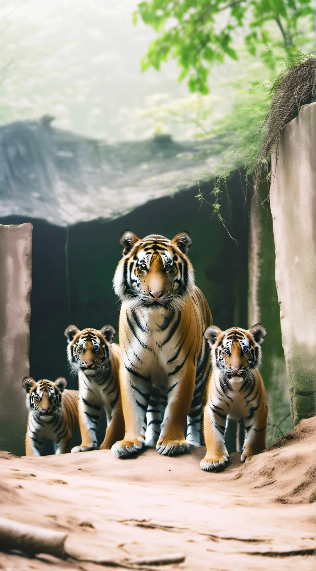 ai character: Tiger enclosure background