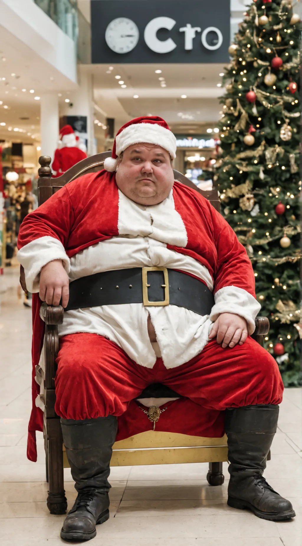ai character: Mall Santa background