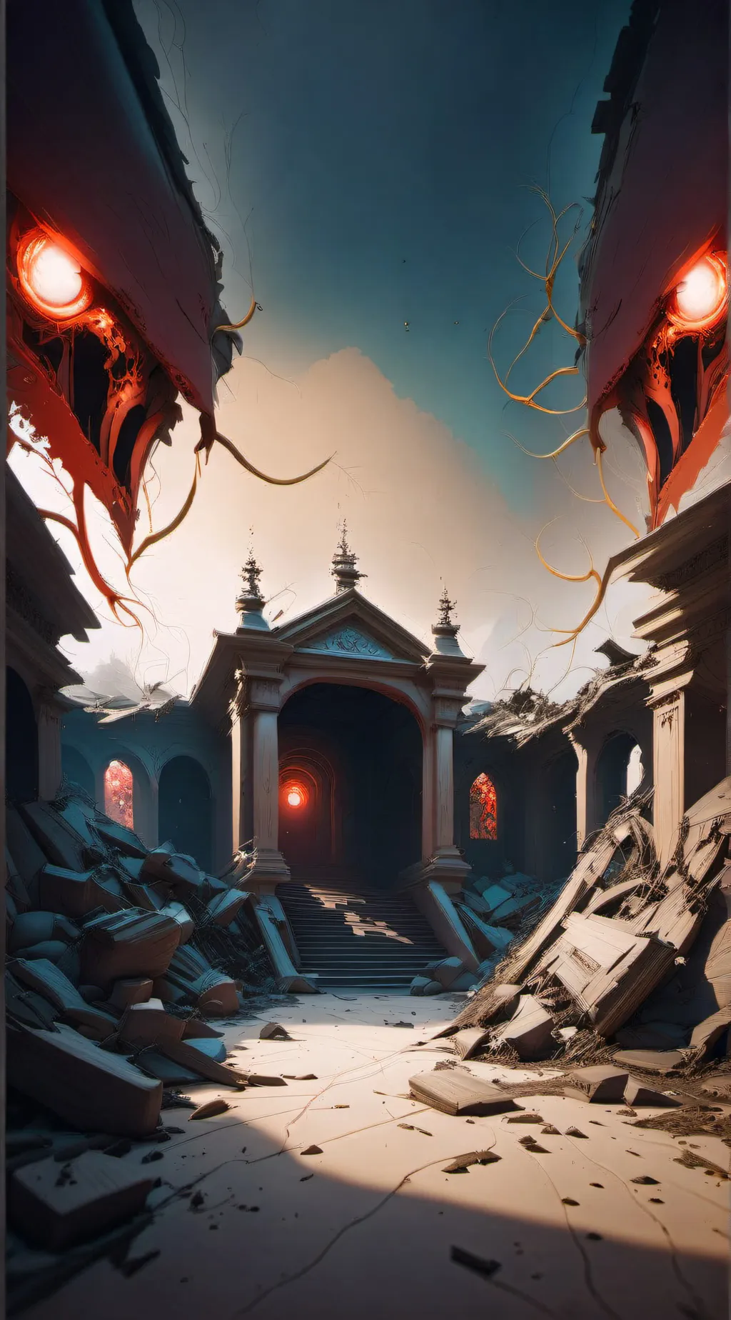 ai character: demonic palace  background