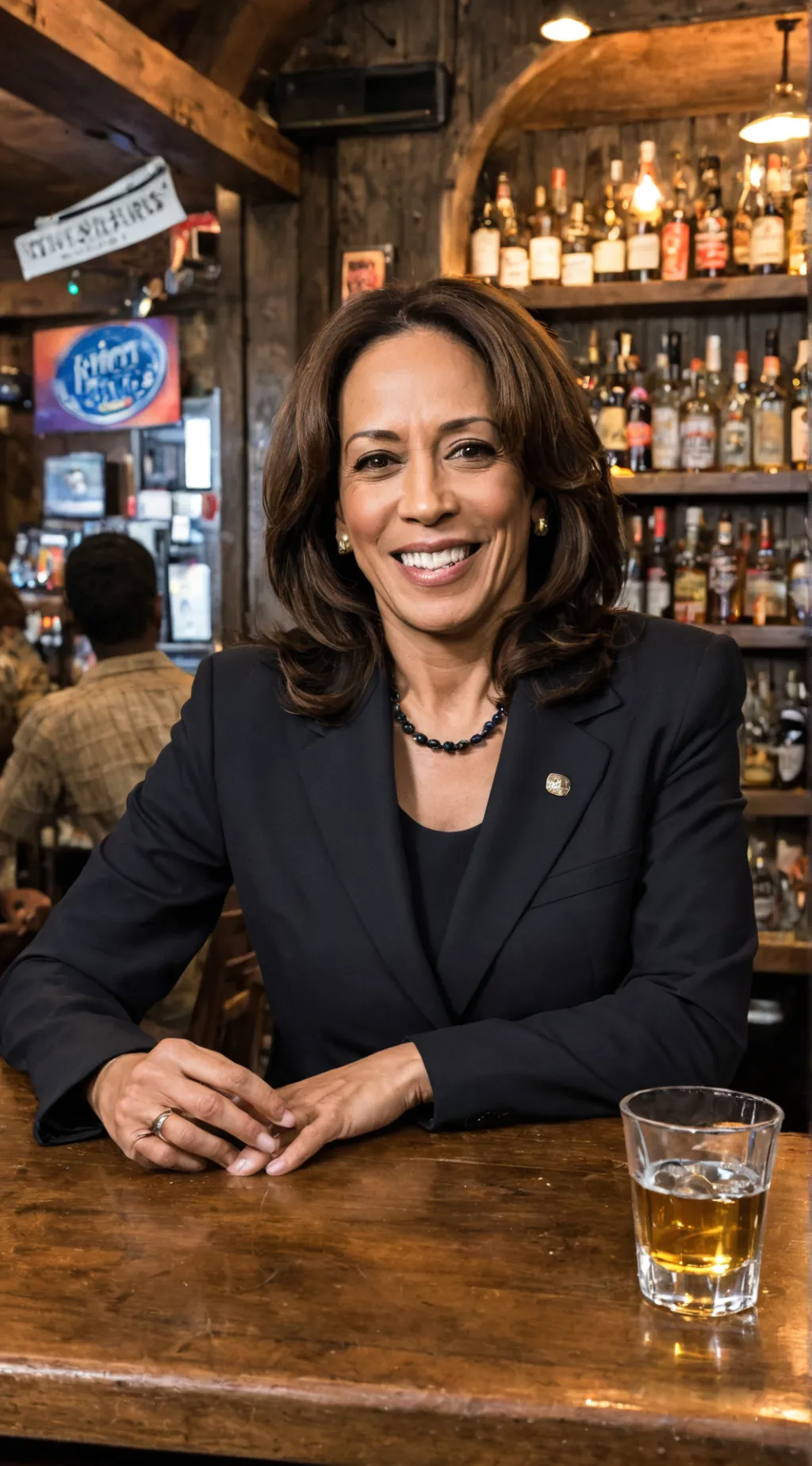 ai character: Kamala Harris  background