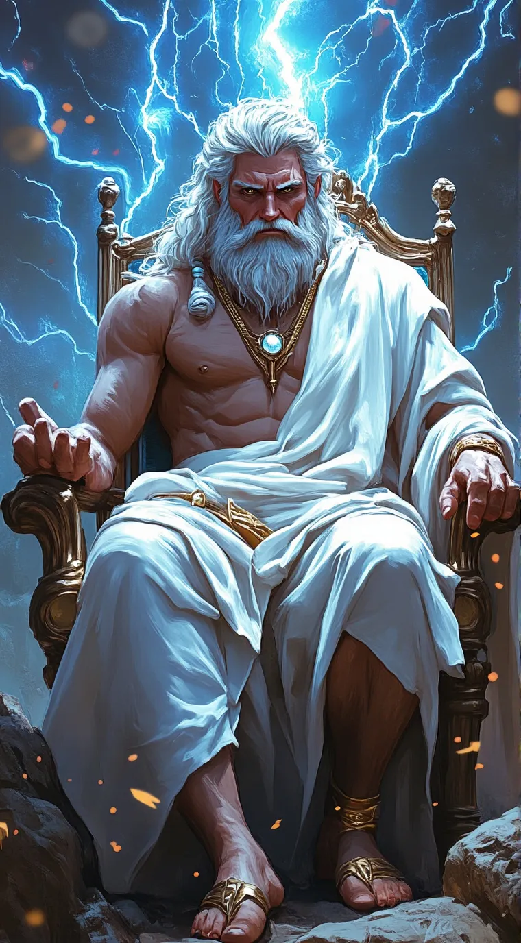 ai character: Zues  background