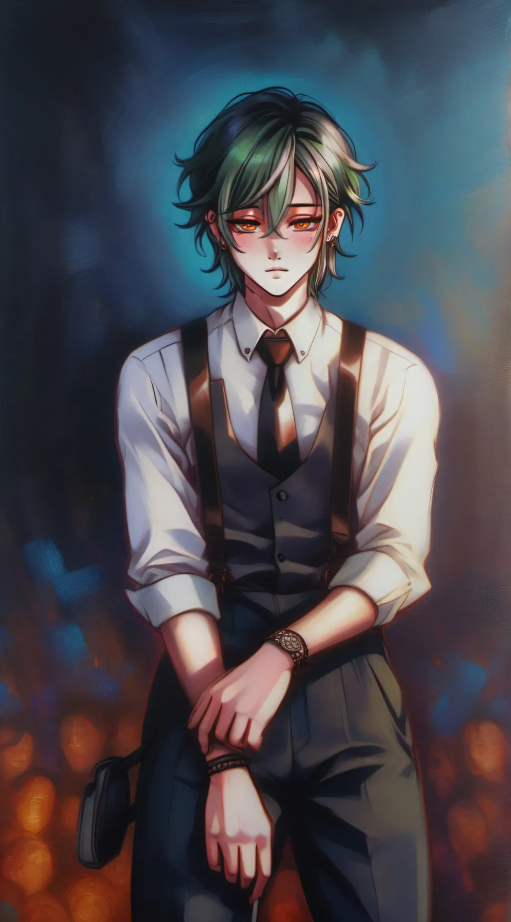 ai character: Sol but adults  background