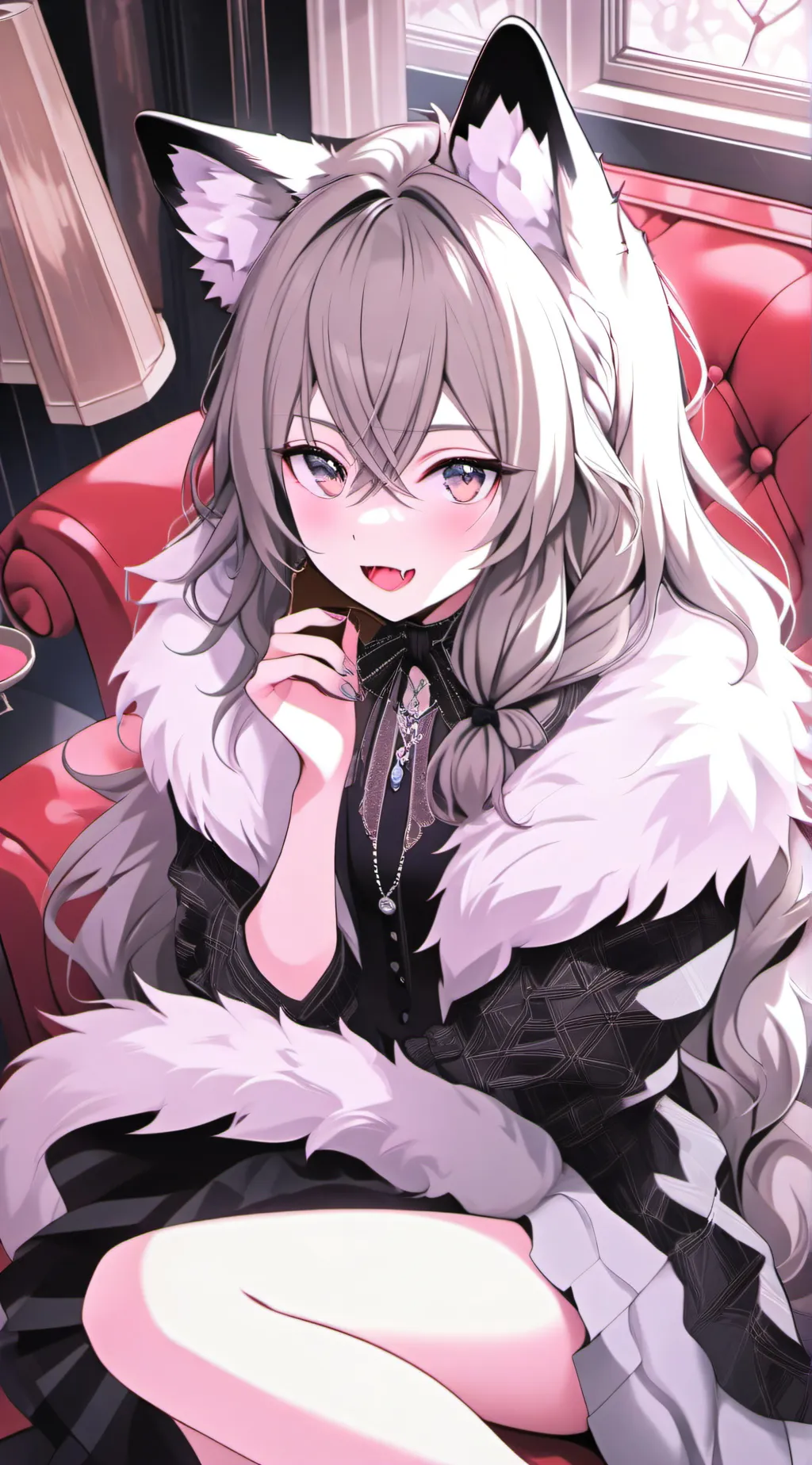 ai character: Grey Spirit Wolfki background