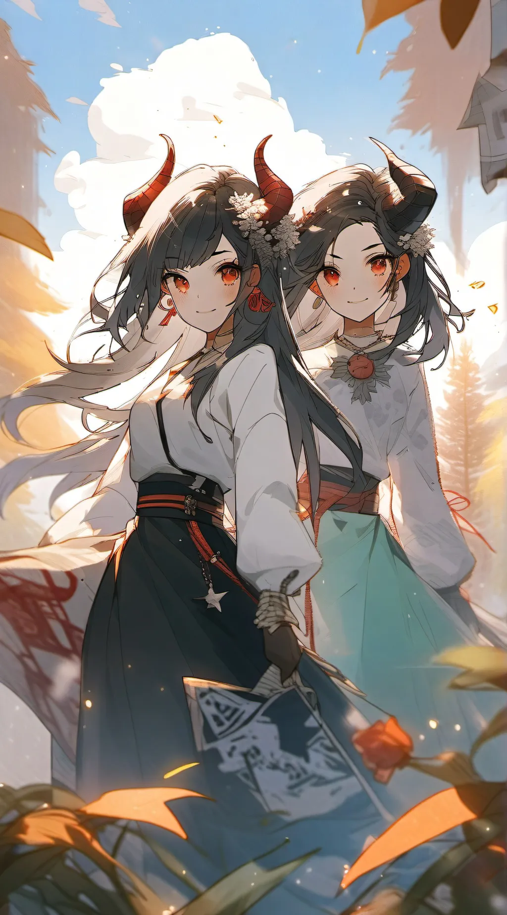 ai character: Lucy and Lisa  background