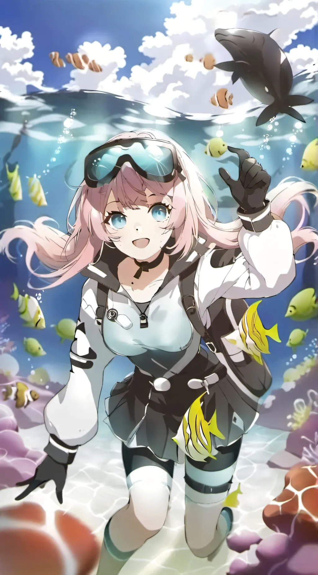 ai character: mermaid gas background