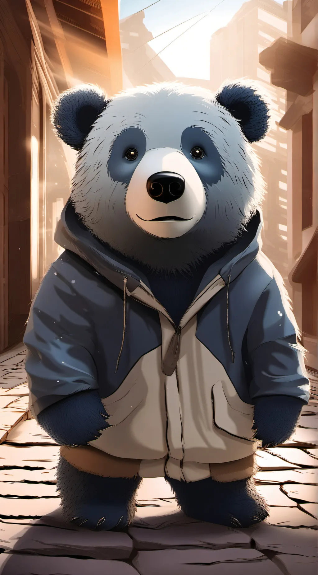 ai character: bluey bear background