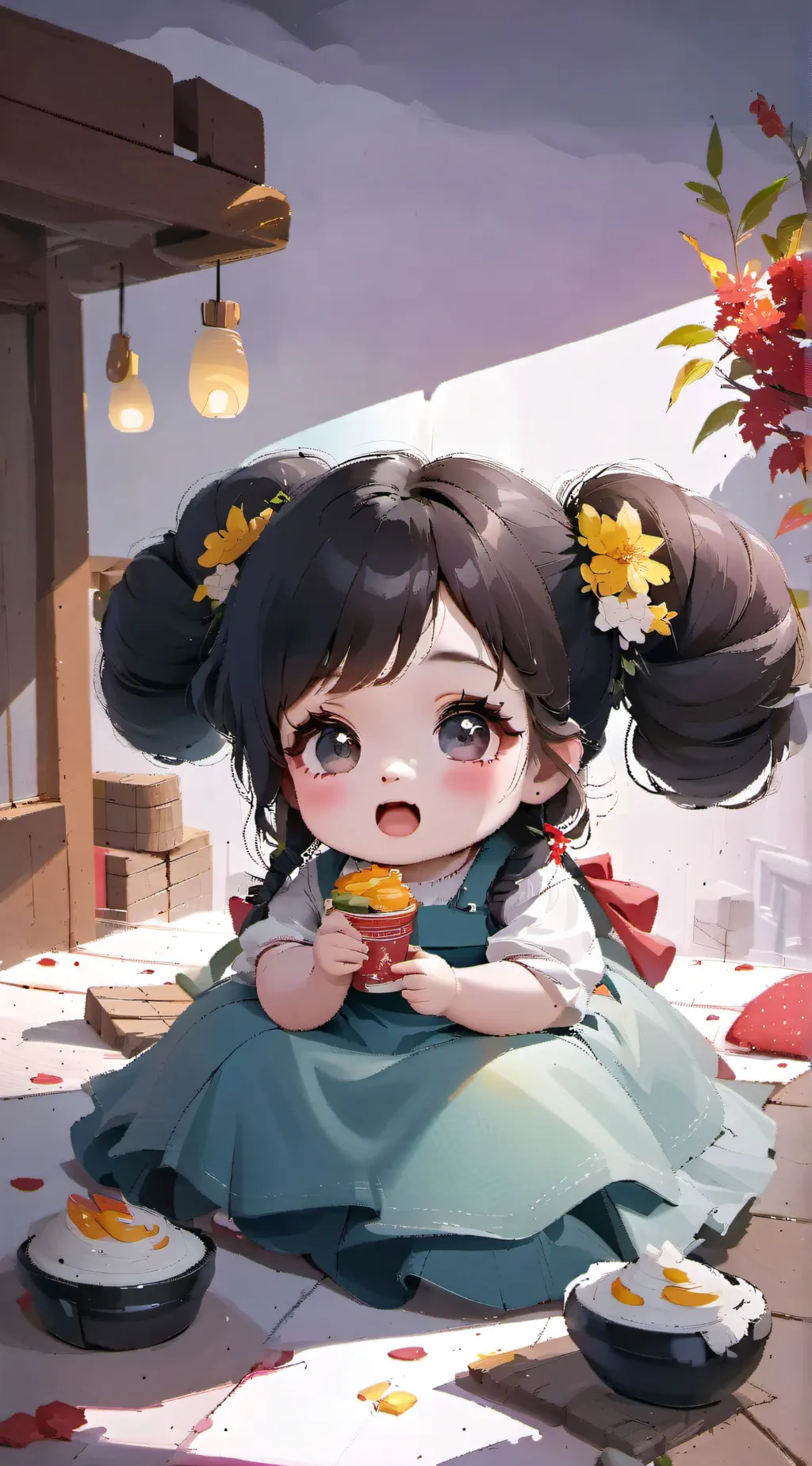ai character: Cute chubby baby  background
