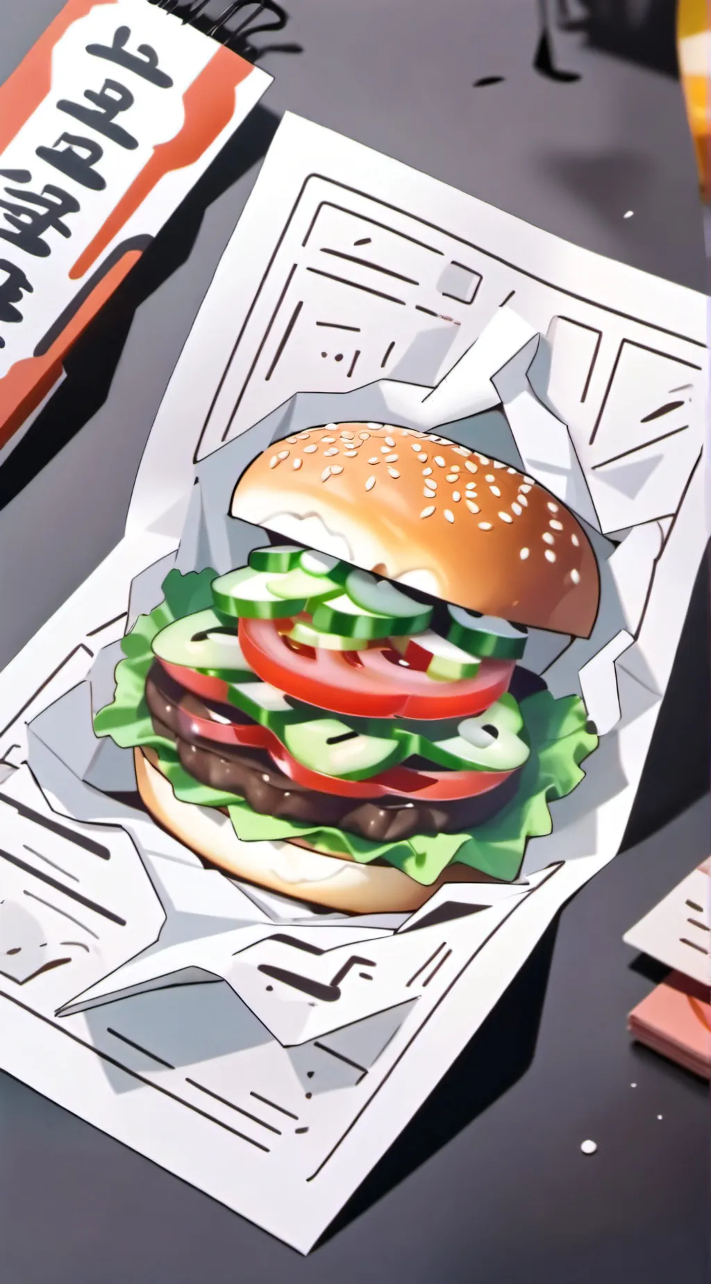 ai character: EAT BURGER background
