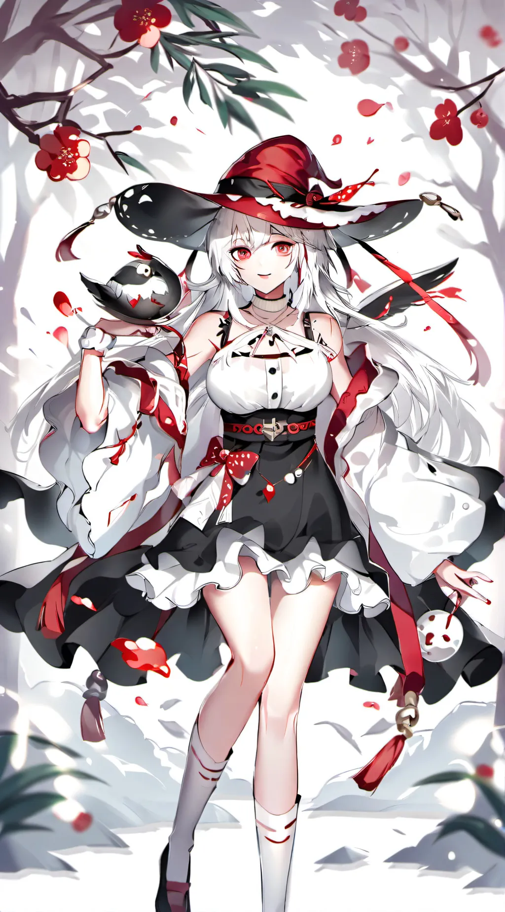 ai character: Red girl background