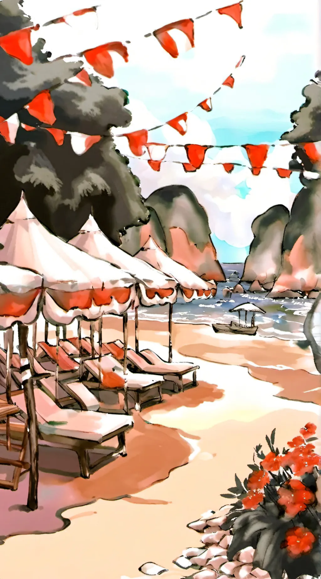 ai character: CB/CH Beach day!  background