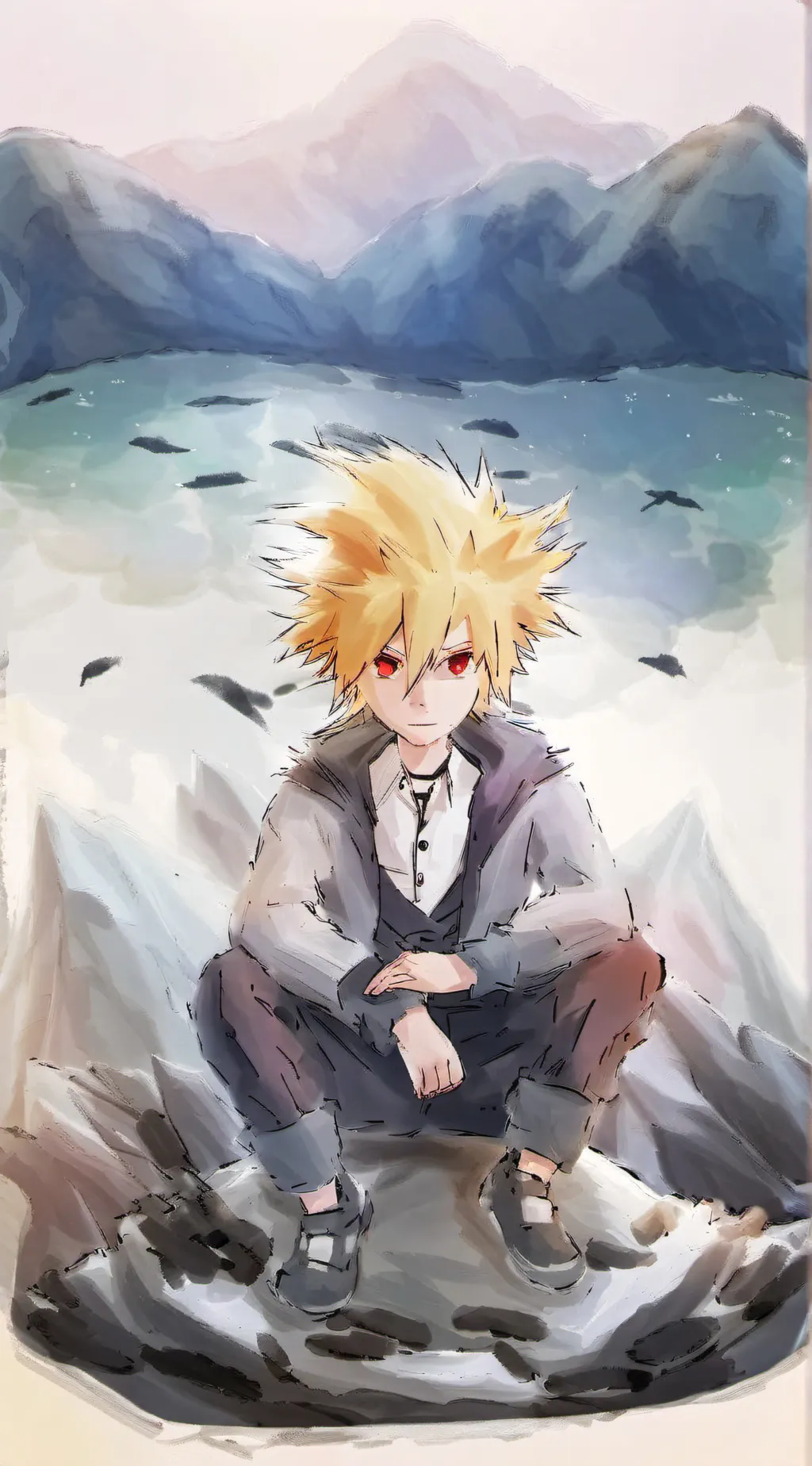 ai character: MHA falling background