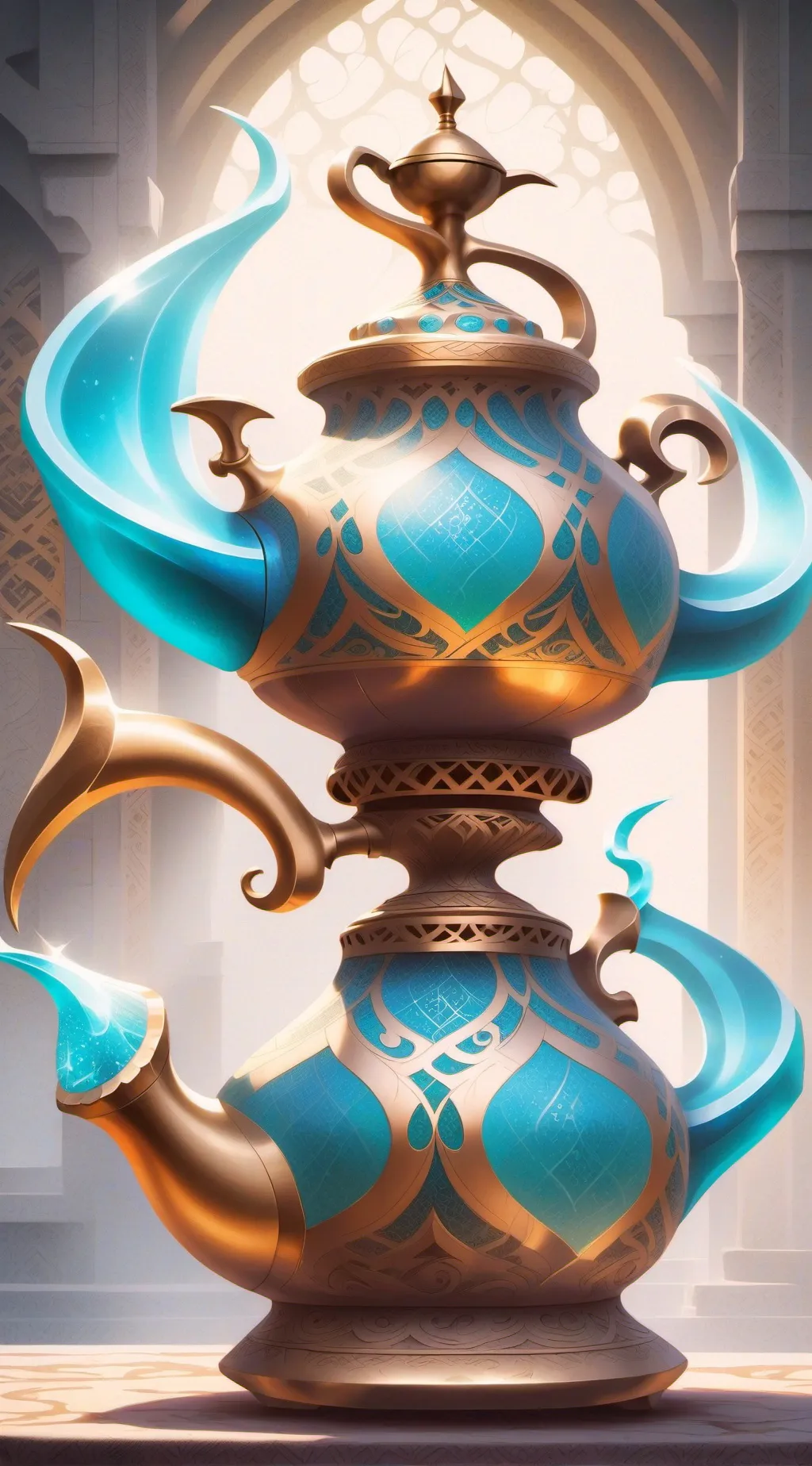 ai character: Genie in a lamp background
