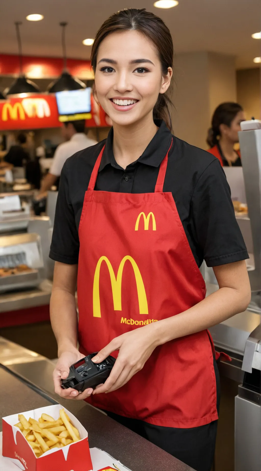 ai character: work at McDonald's background
