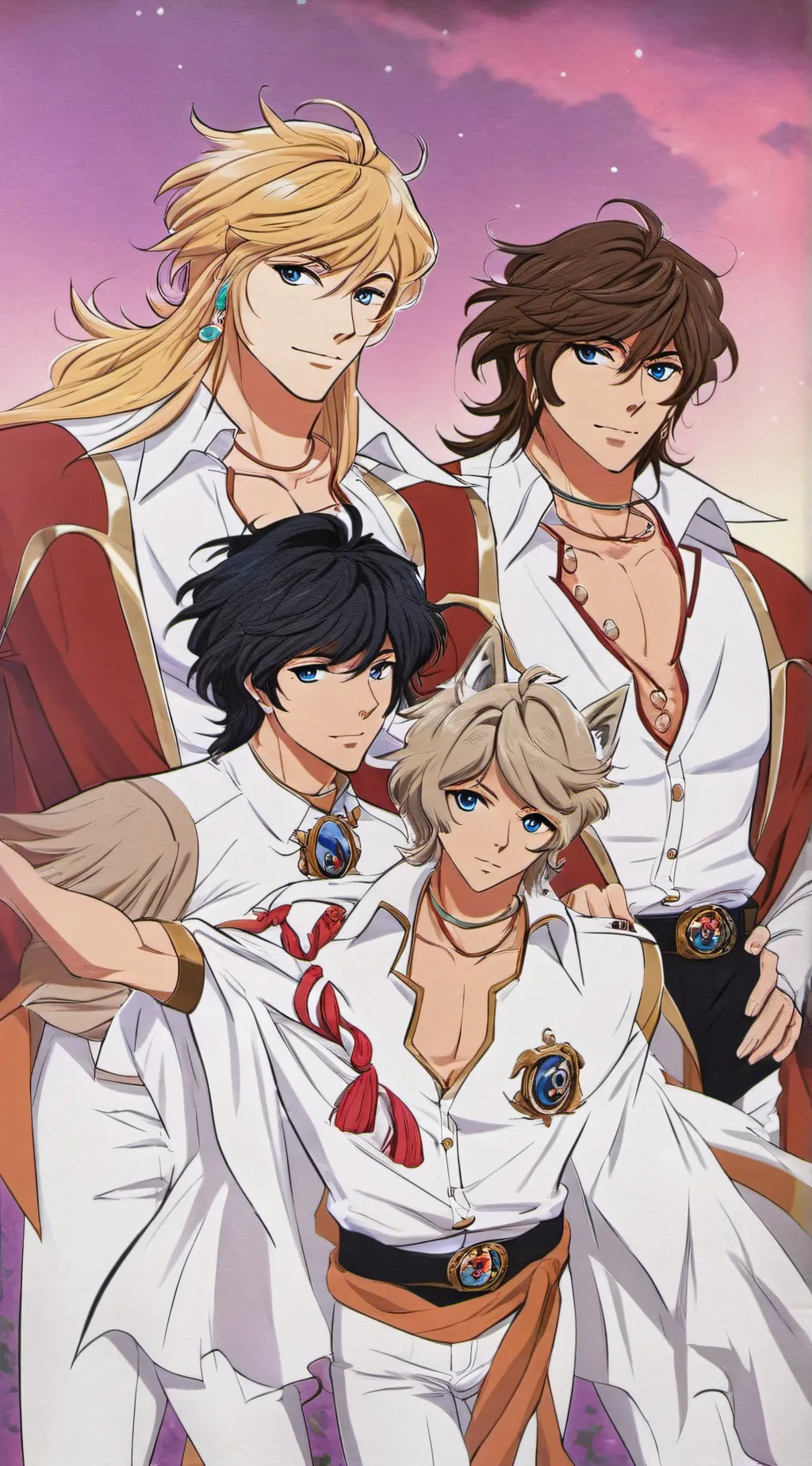 ai character: 4 wolves  background