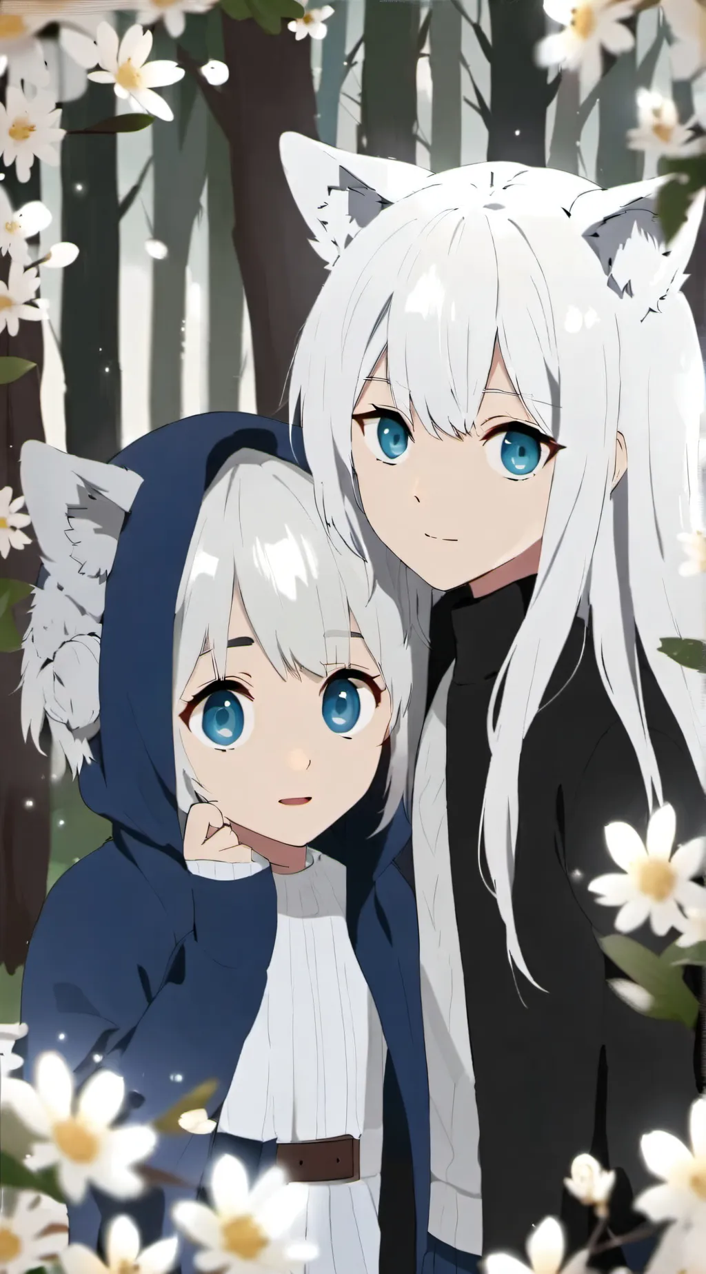 ai character: Mia and Mila  background