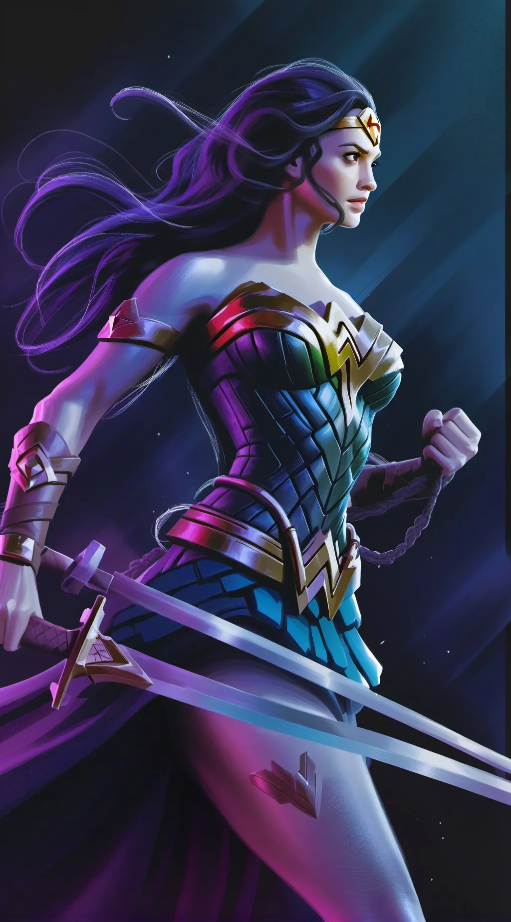 ai character: Wonder, woman background