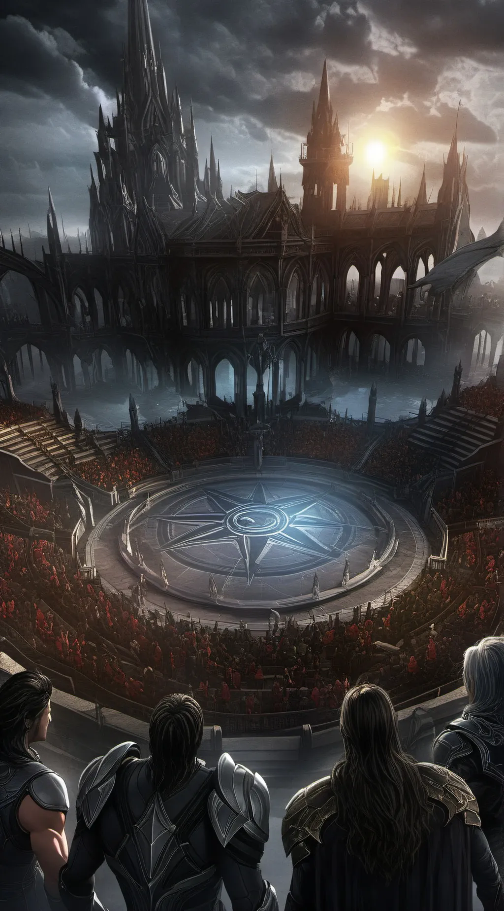 ai character: superhero arena background