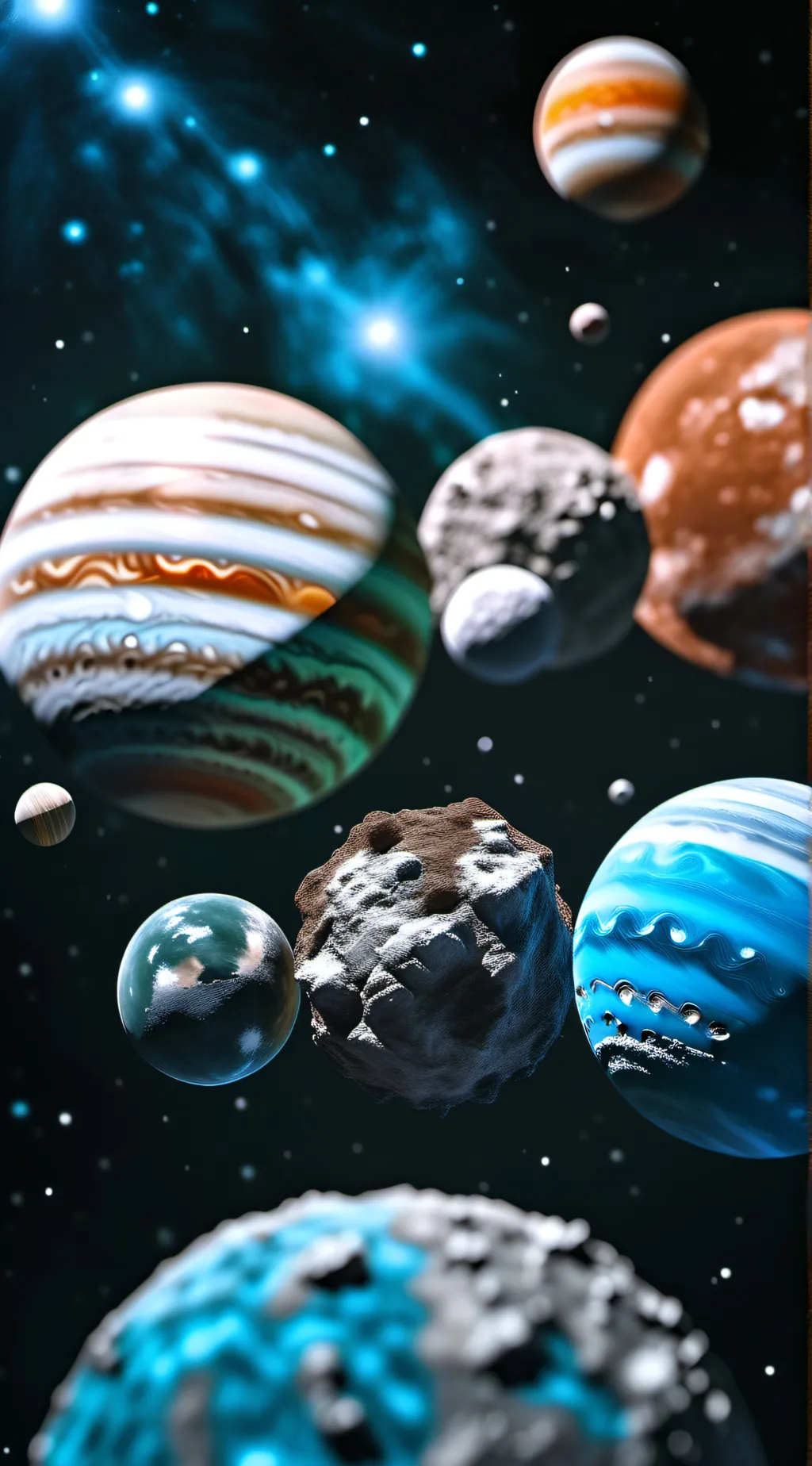 ai character: space planets background