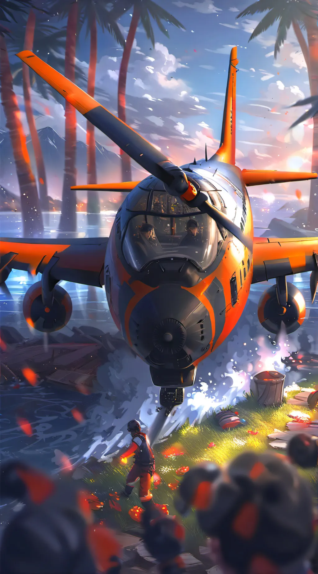 ai character: plane crash  background