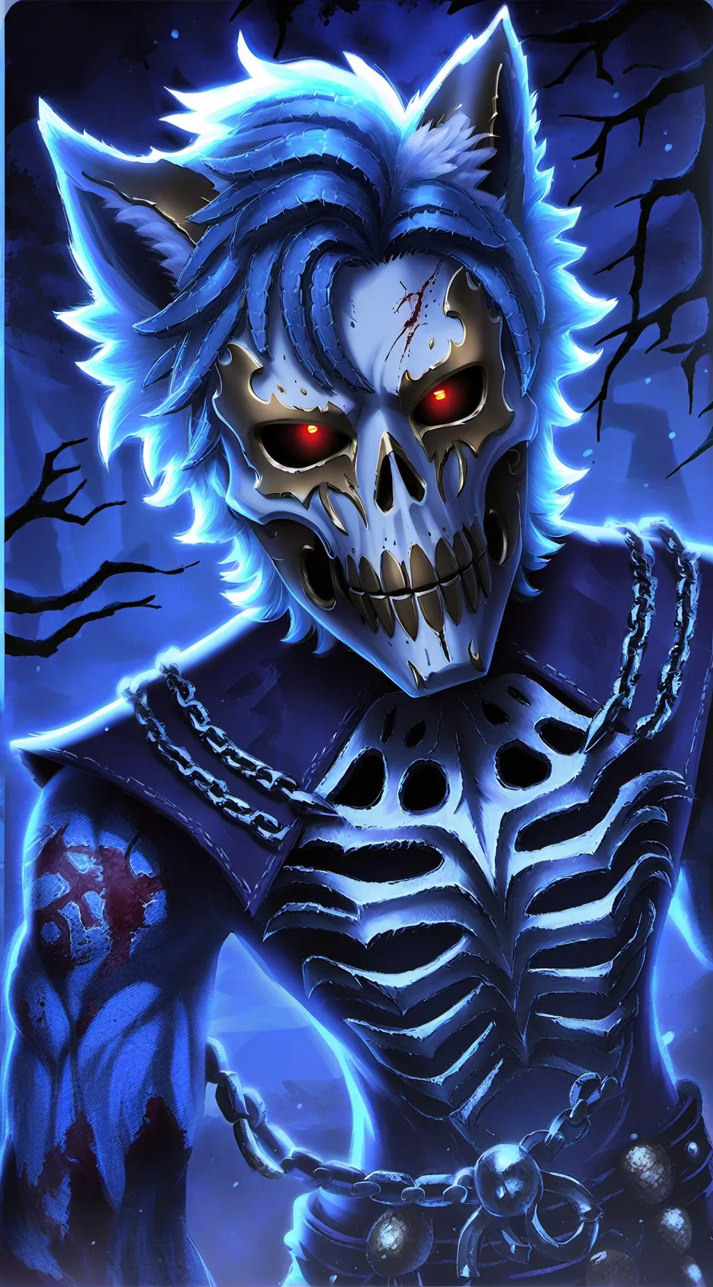 ai character: skeleton furry  background