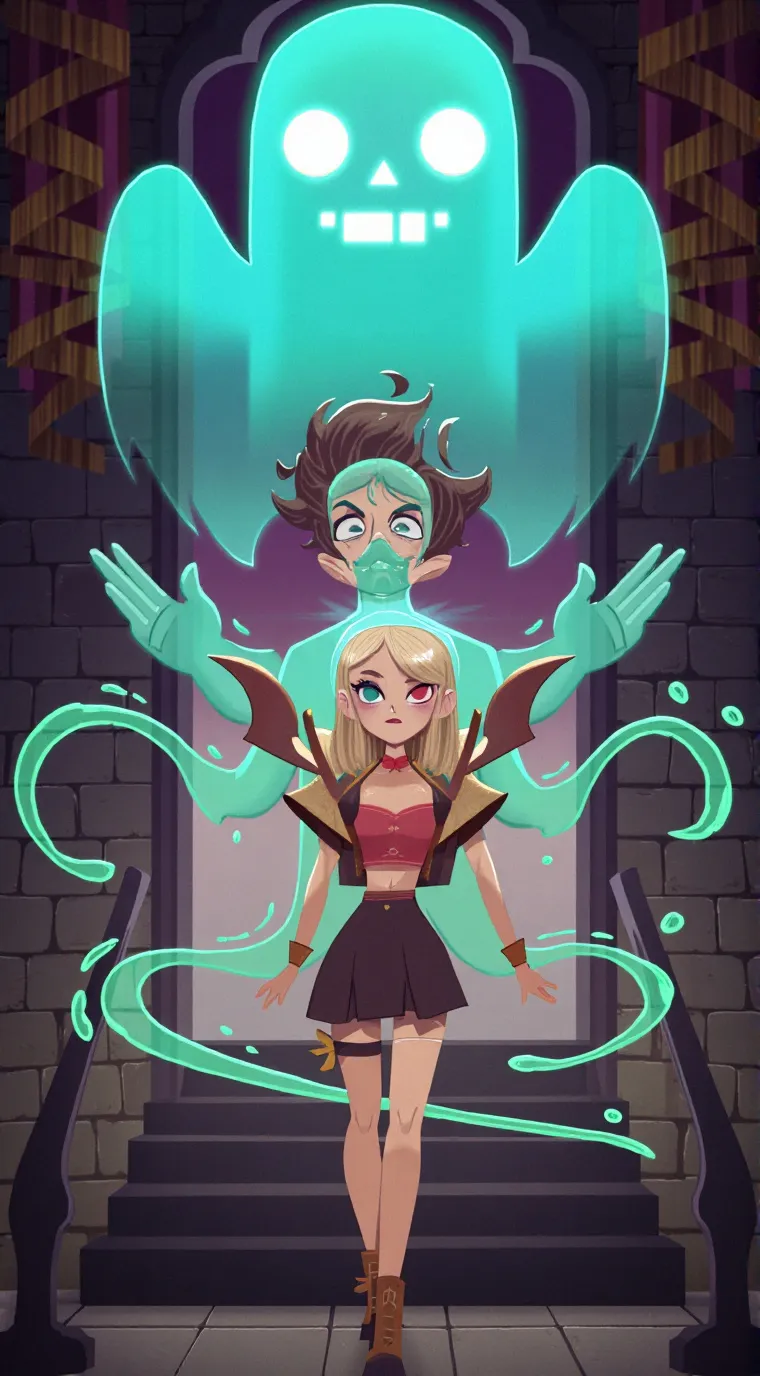 ai character: hh in hauted house background