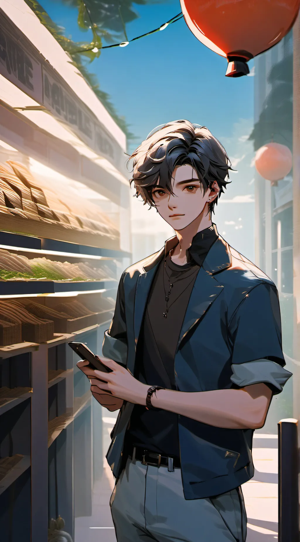 ai character: hybrid store background