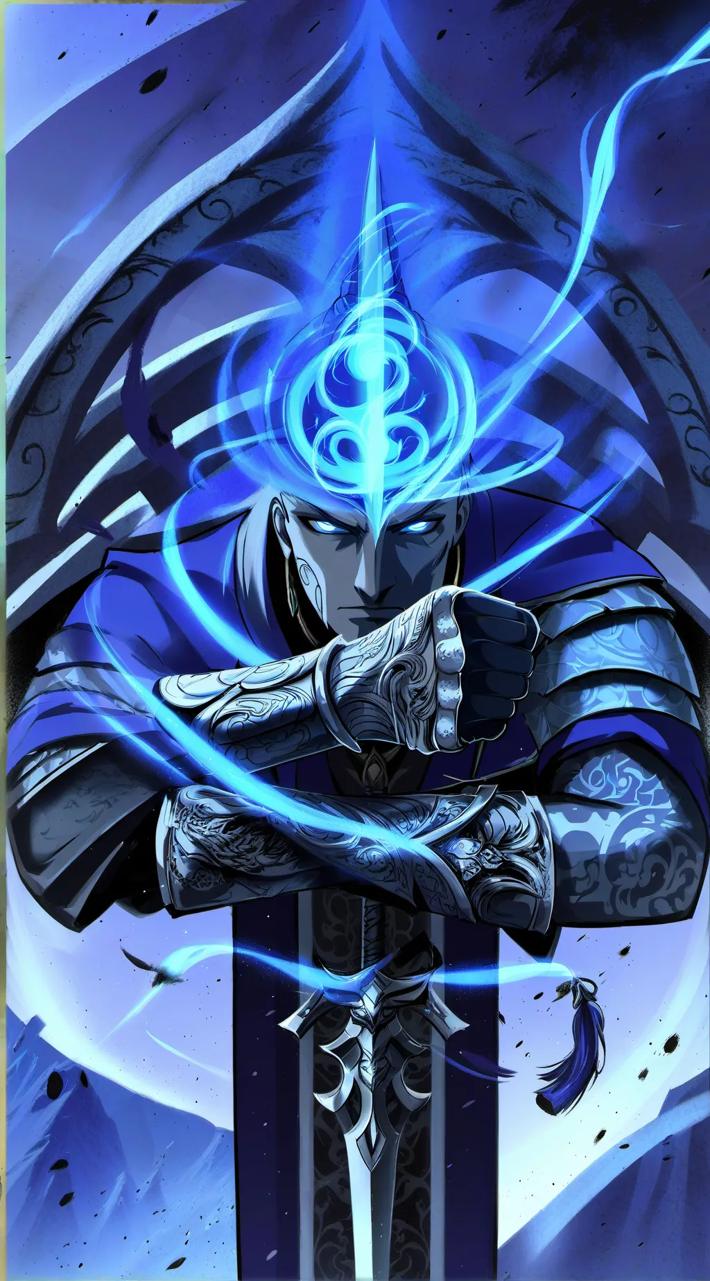 ai character: blue god background