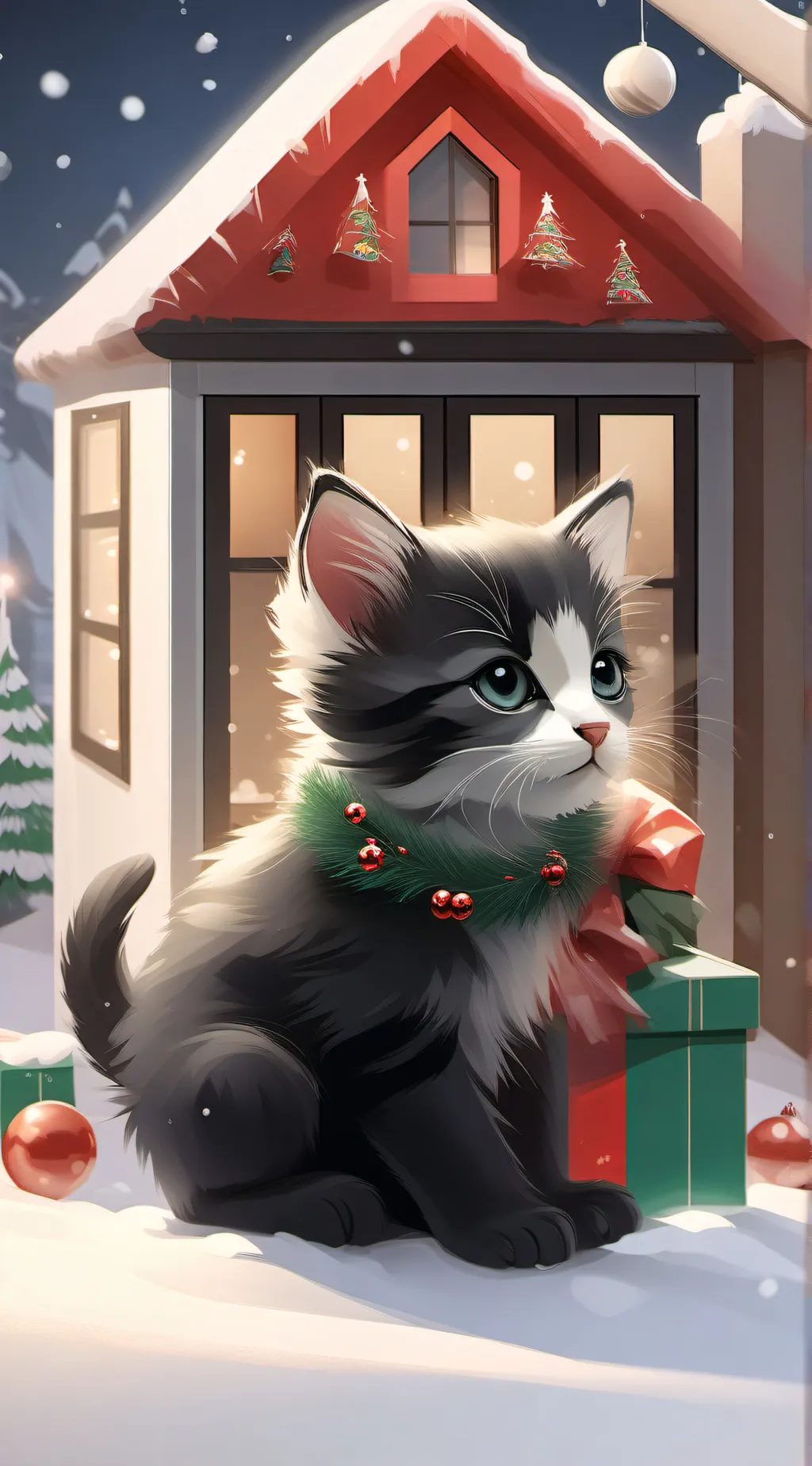 ai character: Christmas Kitten background