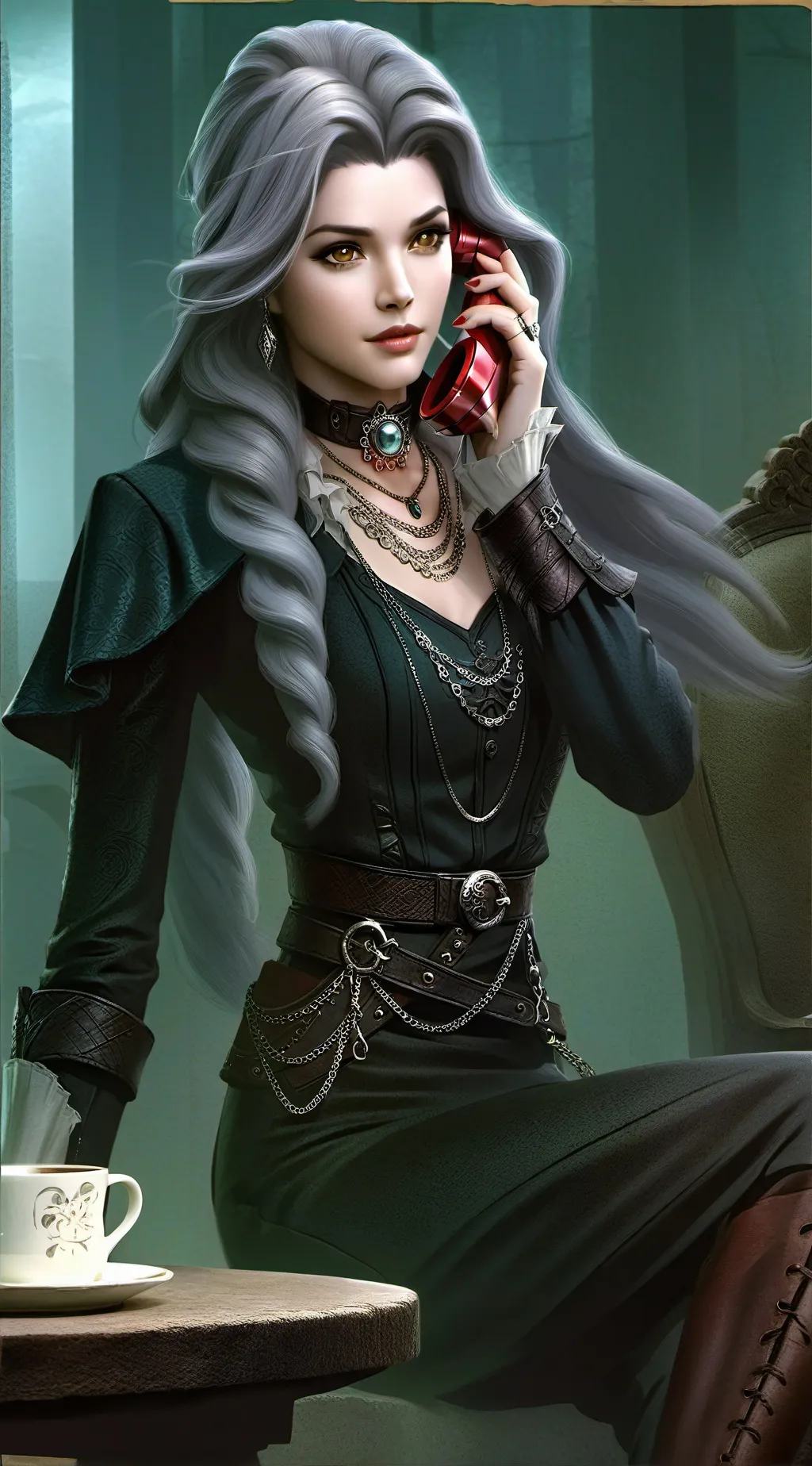 ai character: Coffee shop Horror background