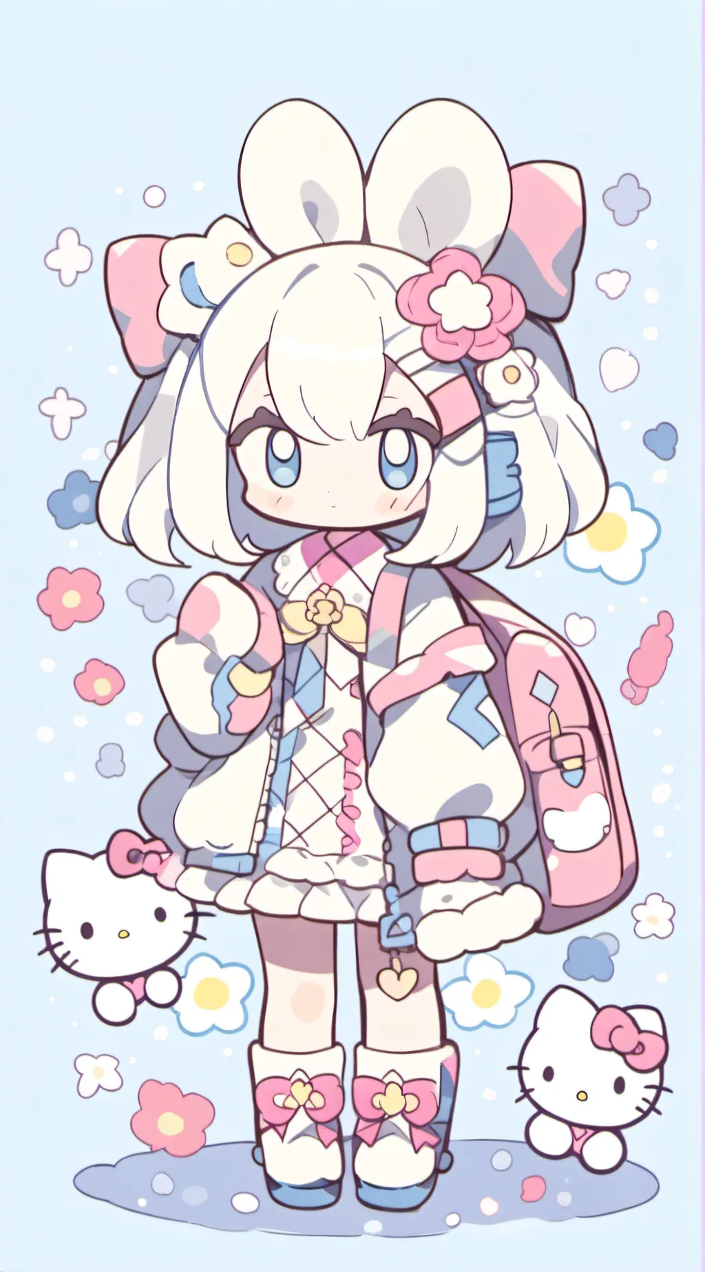 ai character: hello kitty  background