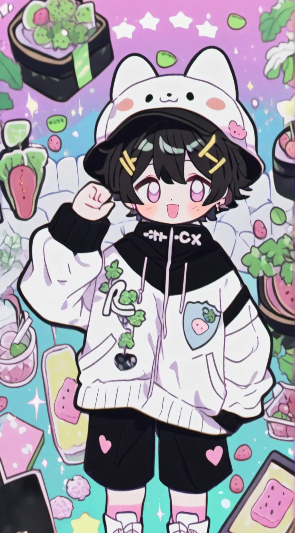 ai character: Bacon hair background