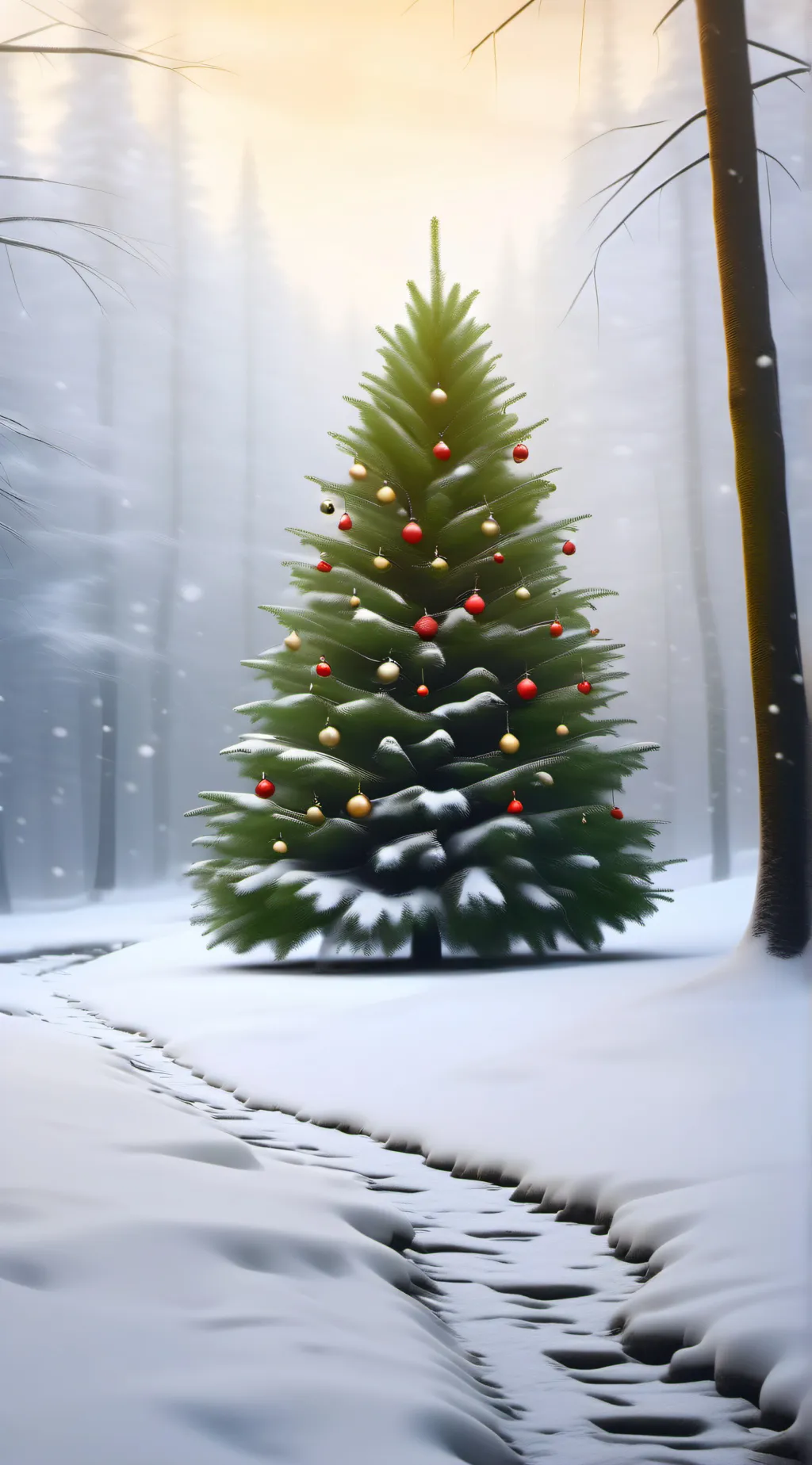 ai character: Christmas tree background