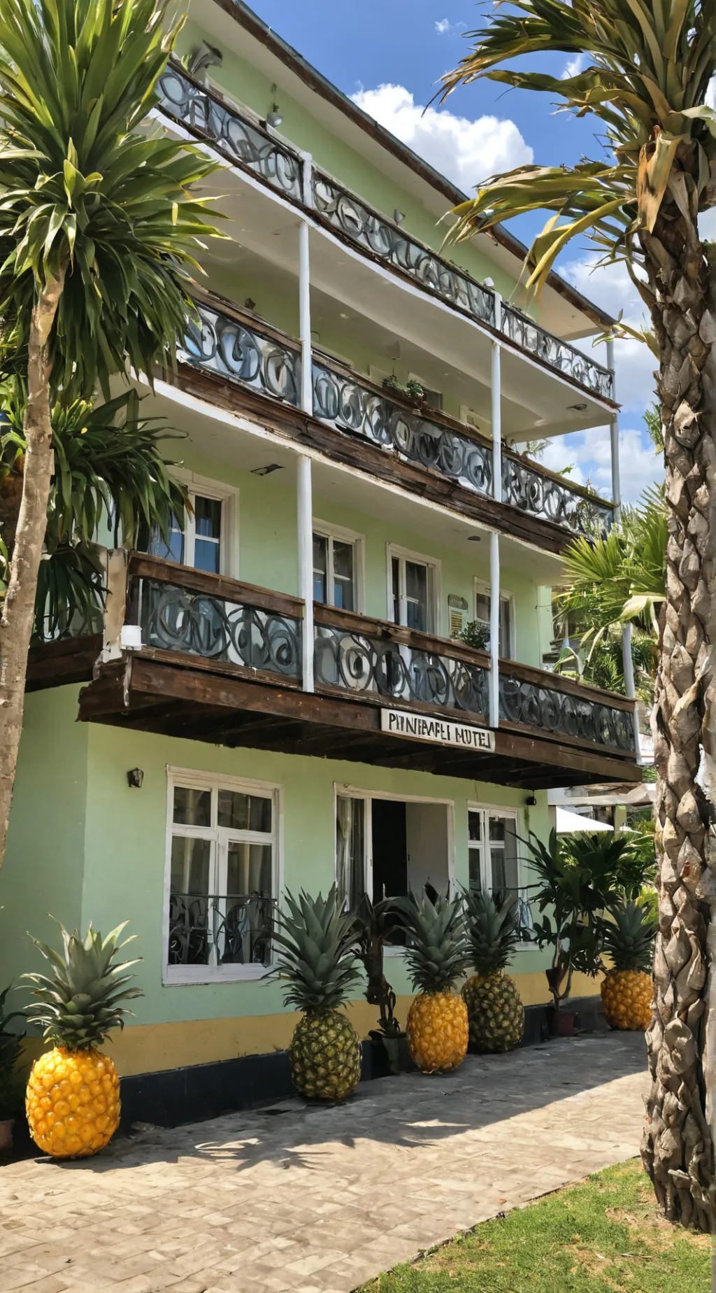 ai character: pineapple hotel background