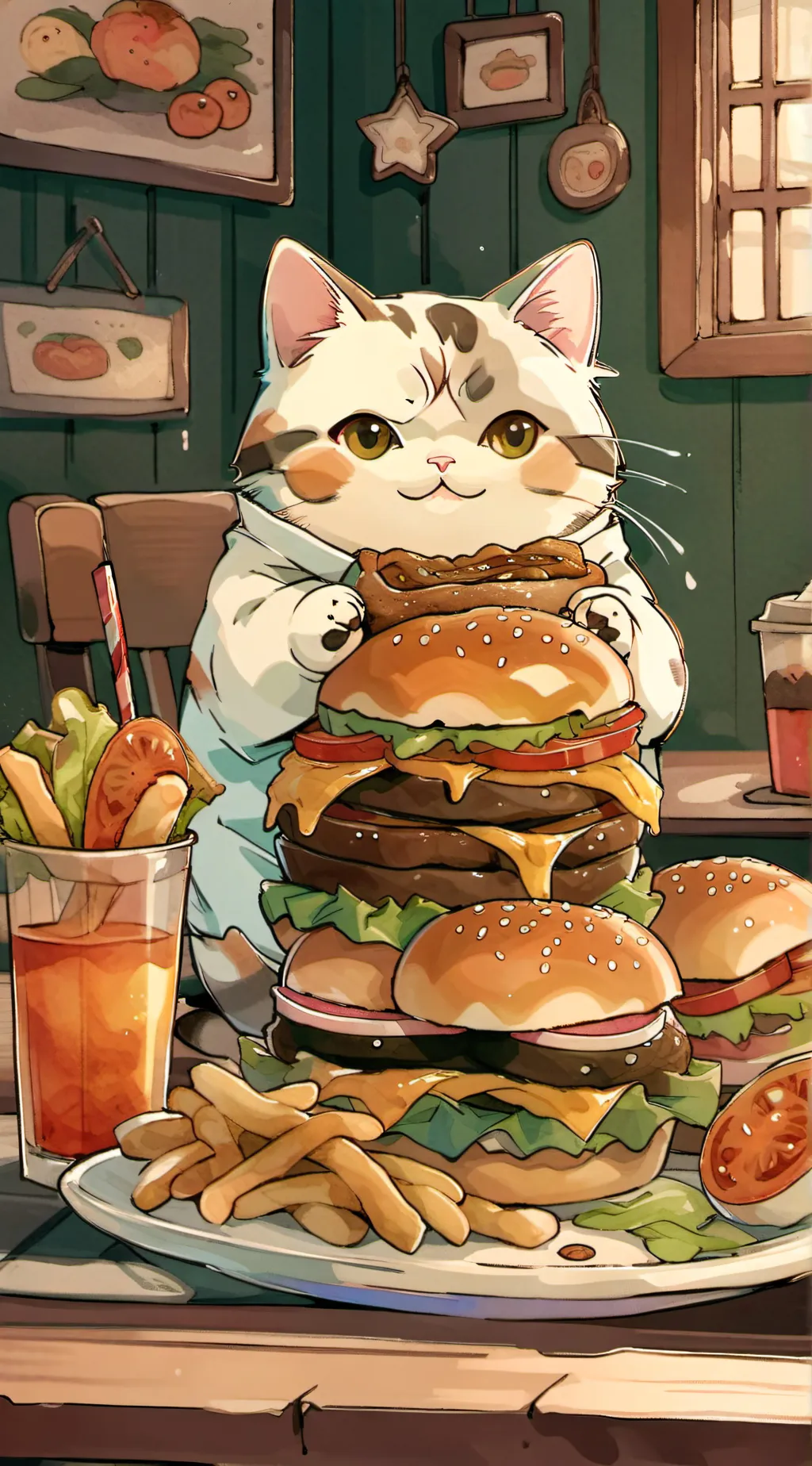 ai character: fat ass cat  background