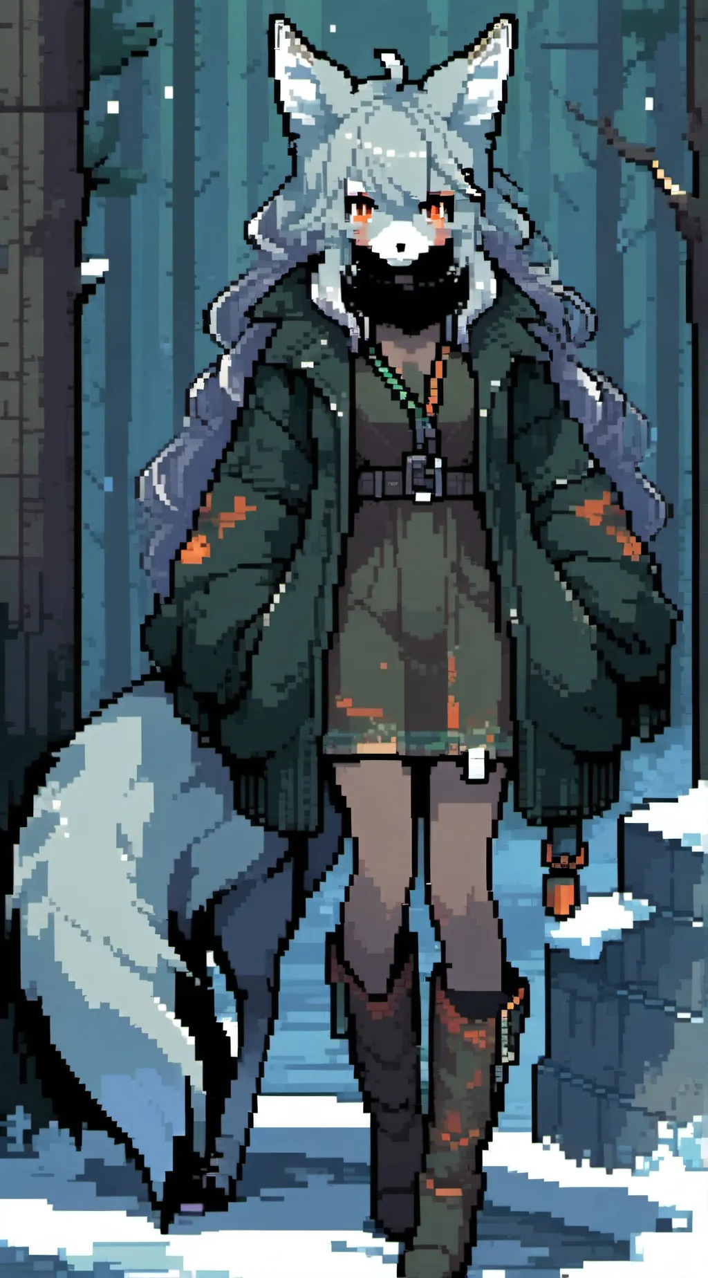 ai character: snowy background