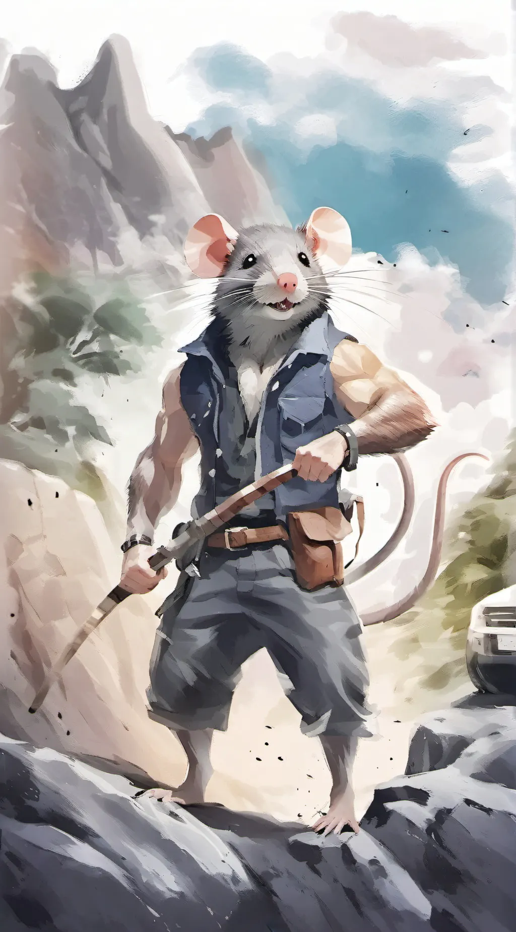 ai character: muscle rat background
