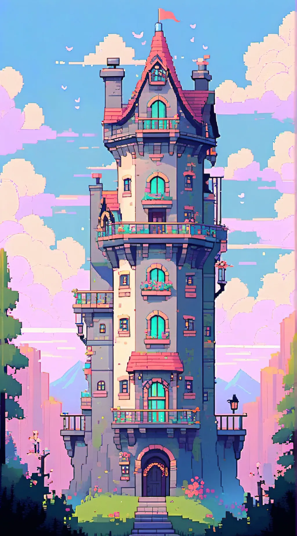 ai character: icecream tower background