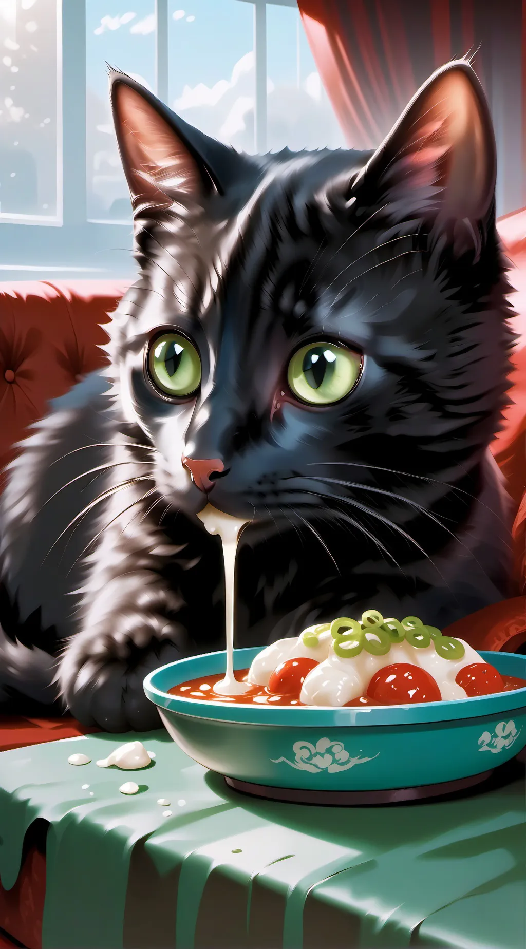 ai character: black kitty background