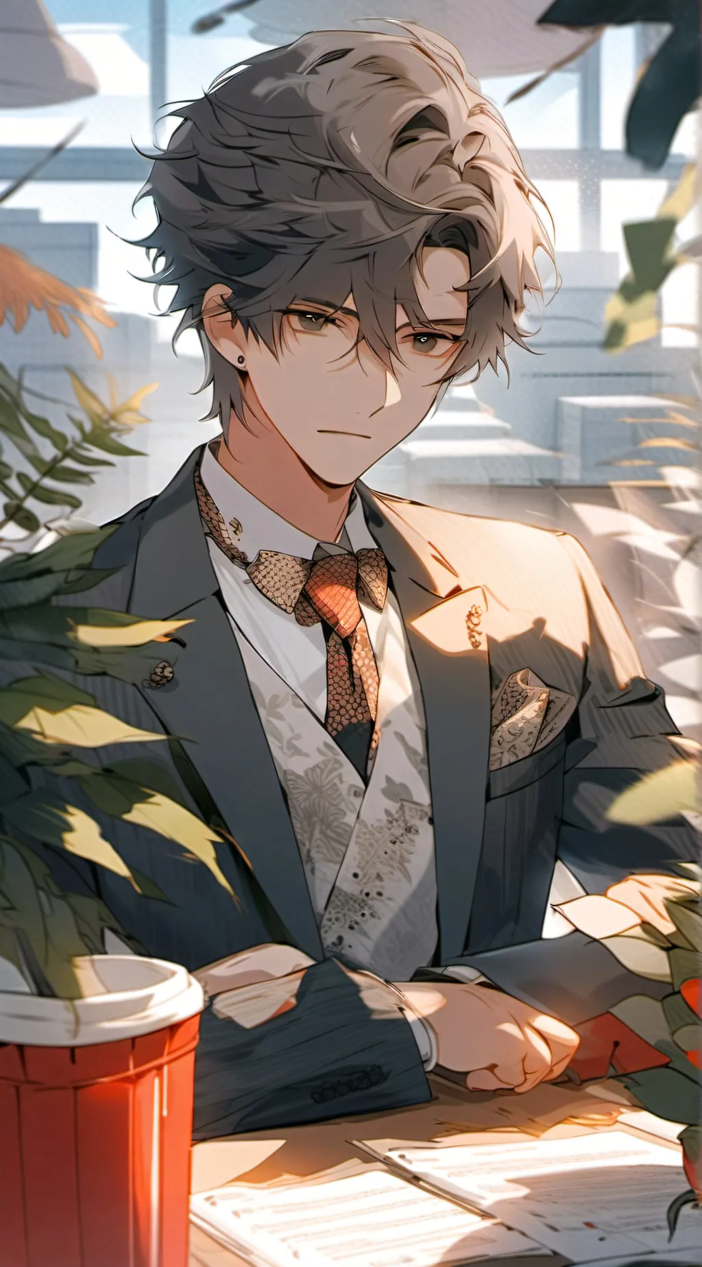 ai character: ♤agent red♤ background